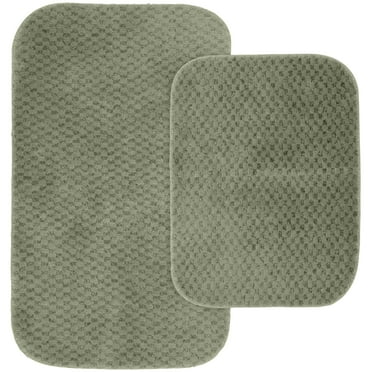 Garland Rug Cabernet Washable Nylon Bath Rug Set, 2 Piece Set (17"x24" Bath Rug, & 21"x34" Bath Rug) Deep Fern