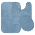 thumbnail image 1 of Garland Rug Cabernet Washable Nylon Bath Rug Set, 3 Piece Set (21"x34" Bath Rug, Contour Rug, & Toilet Lid) Basin Blue, 1 of 6
