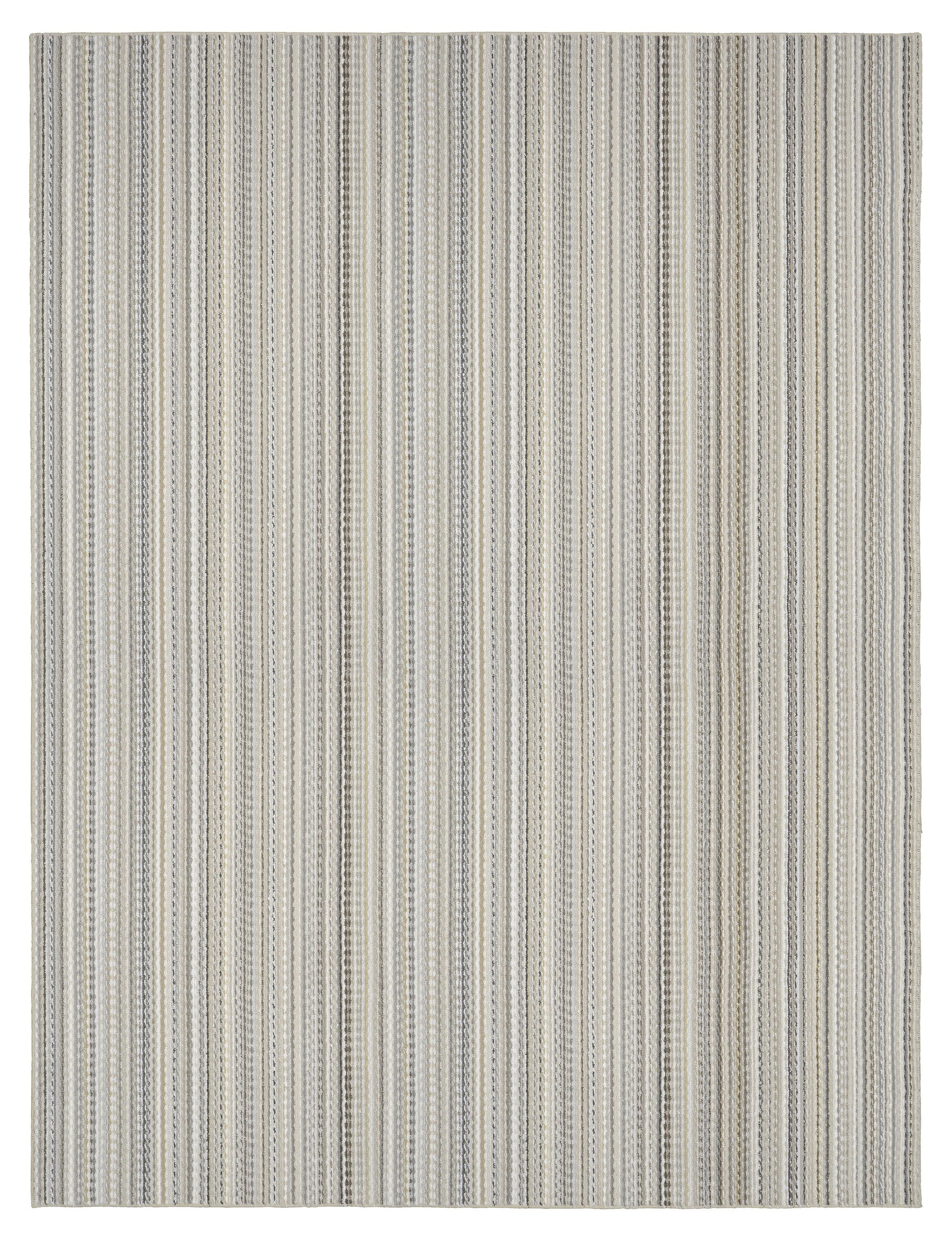 Carnival Stripe 12' Square Tufted Polypropylene Rug in Earth Tones