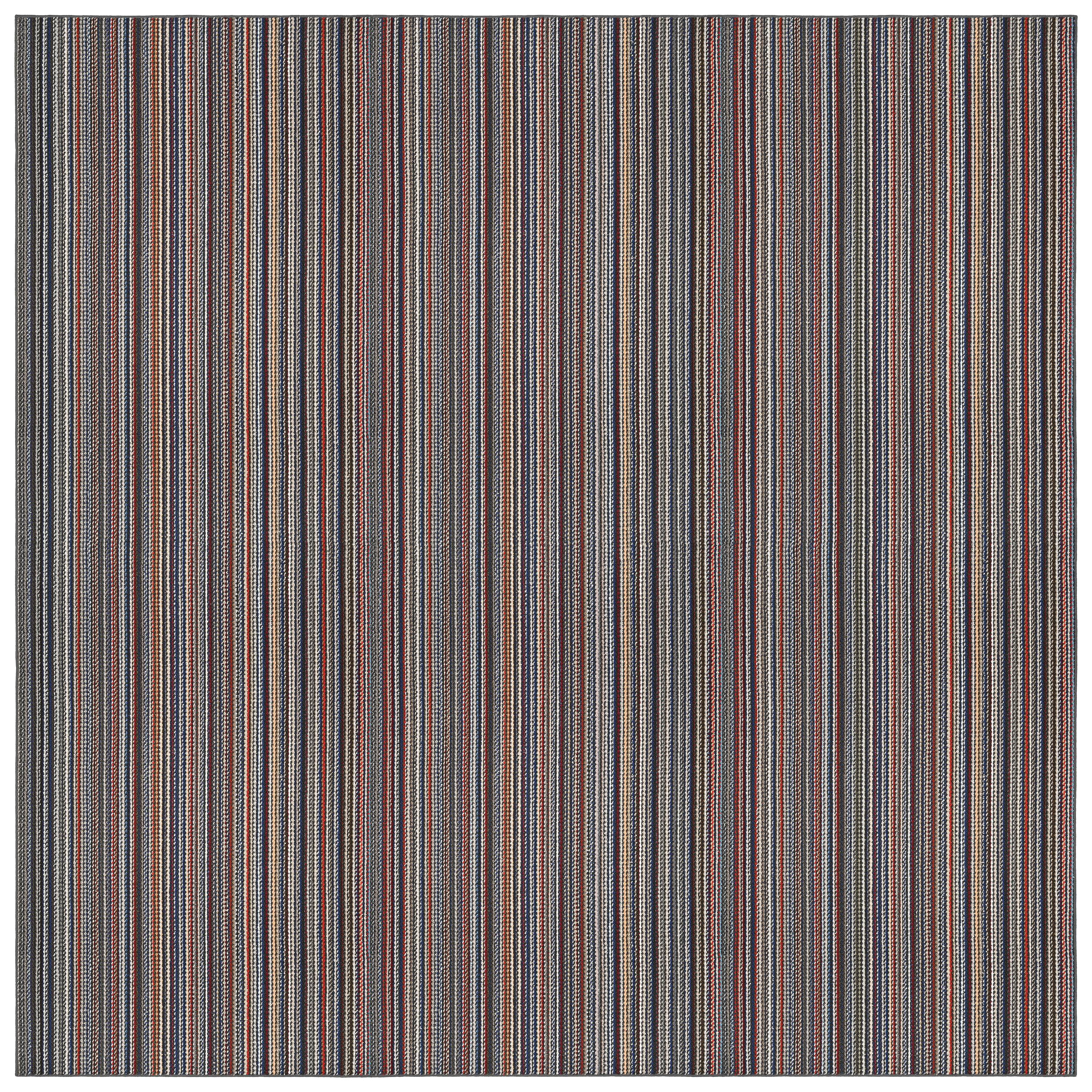 Carnival Stripe 12' Square Tufted Multicolor Synthetic Area Rug