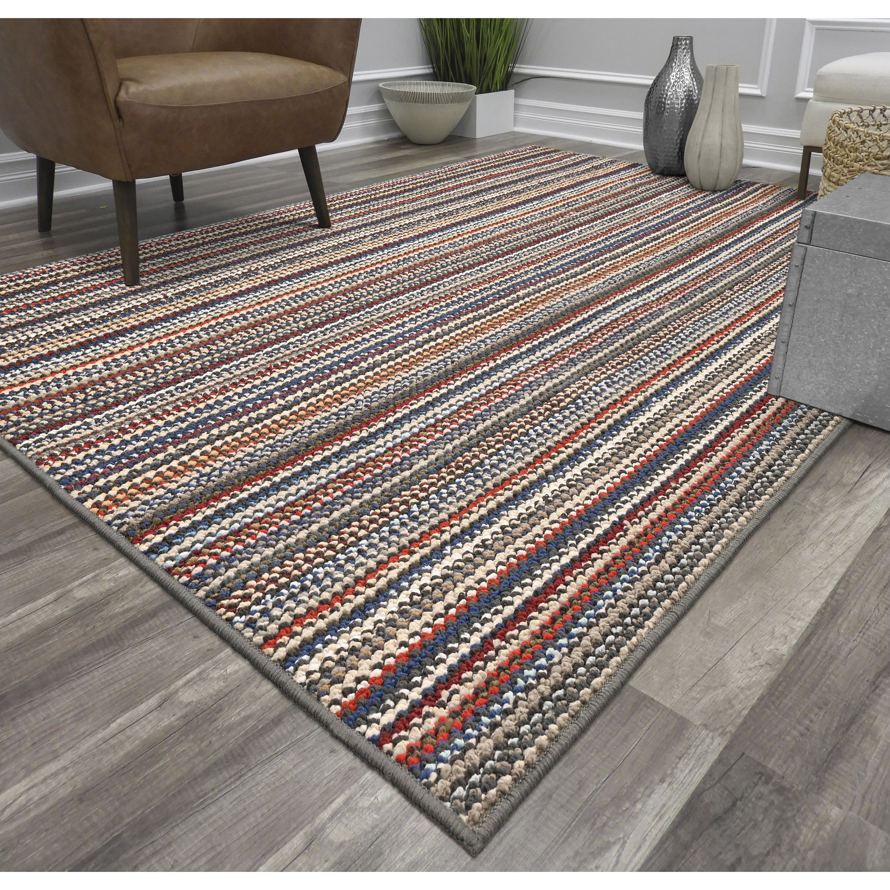 Garland Rug Carnival Stripe Assorted Multi Colors Indoor Area Rug