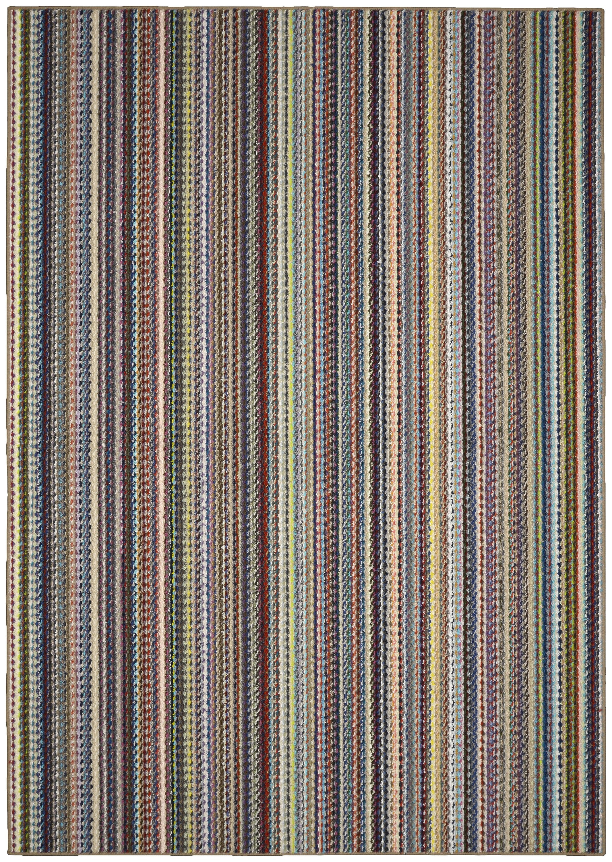 Garland Rug Carnival Stripe 7 Ft. 6 In. x 9 Ft. 6 In. Random Multi Color Area Rug