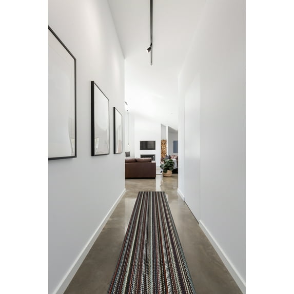Garland Rug Carnival Stripe Assorted Multi Color Indoor Runner Rug, 2' x 12'