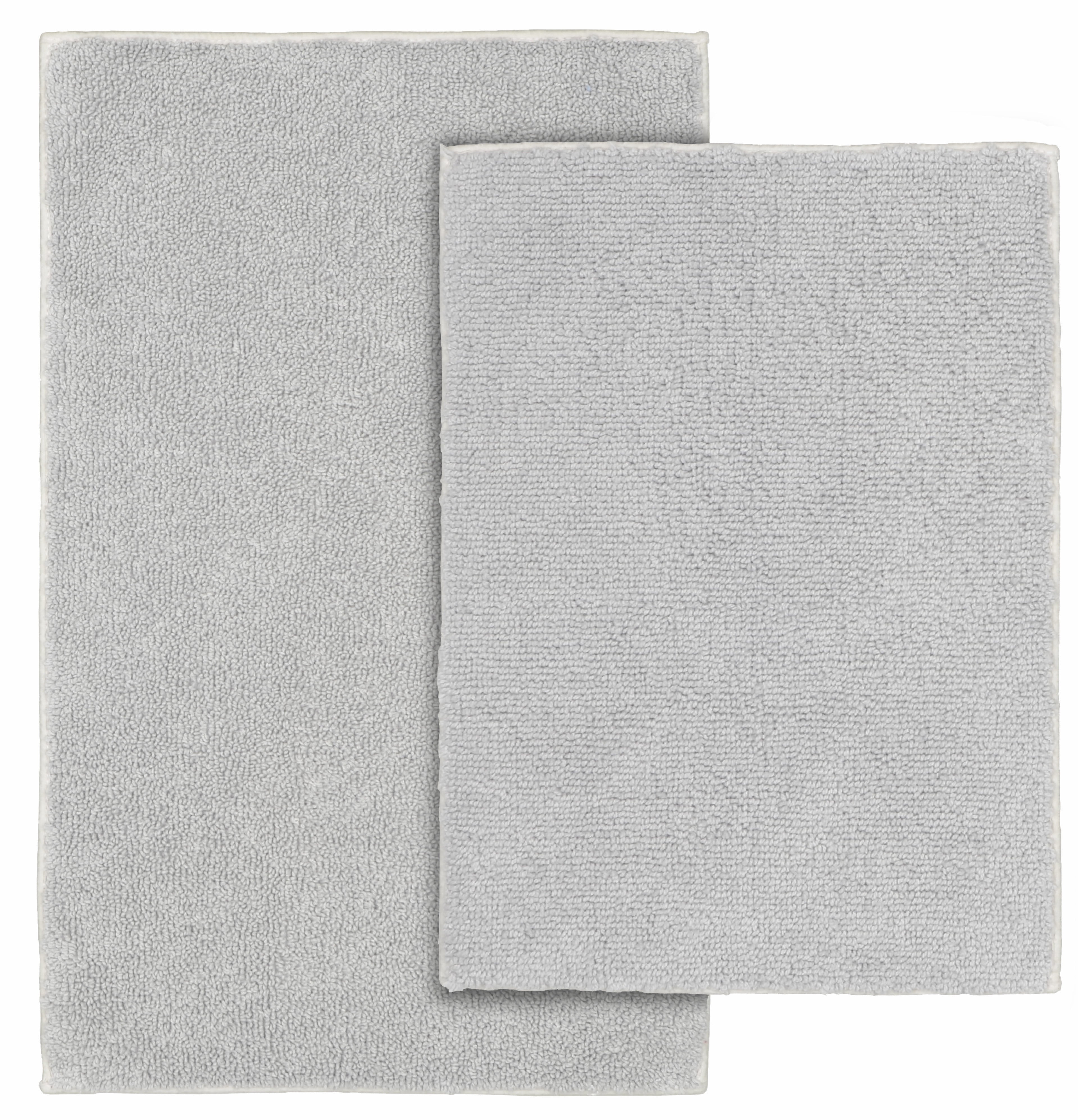 Garland Rug Classic Cotton Washable Bath Rug Set, 2 Piece Set (17"x24" Bath Rug, & 21"x34" Bath Rug) Platinum Gray