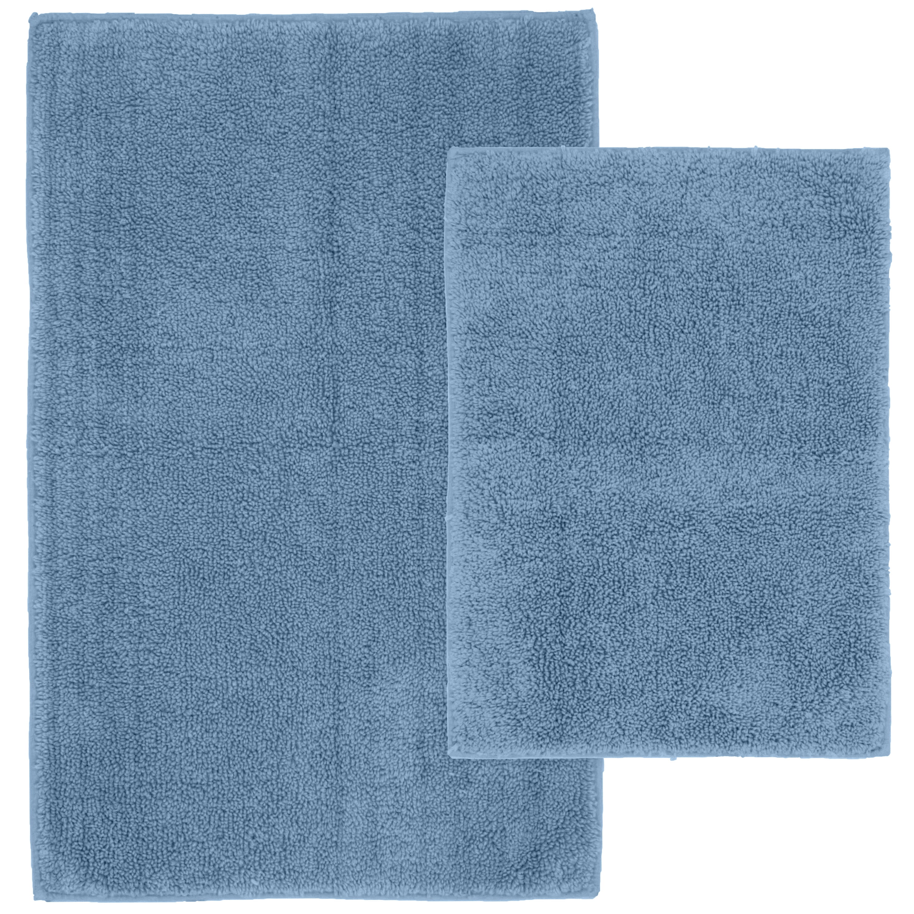 Garland Rug Classic Cotton Washable Bath Rug Set, 2 Piece Set (17"x24" Bath Rug, & 21"x34" Bath Rug) Sky Blue