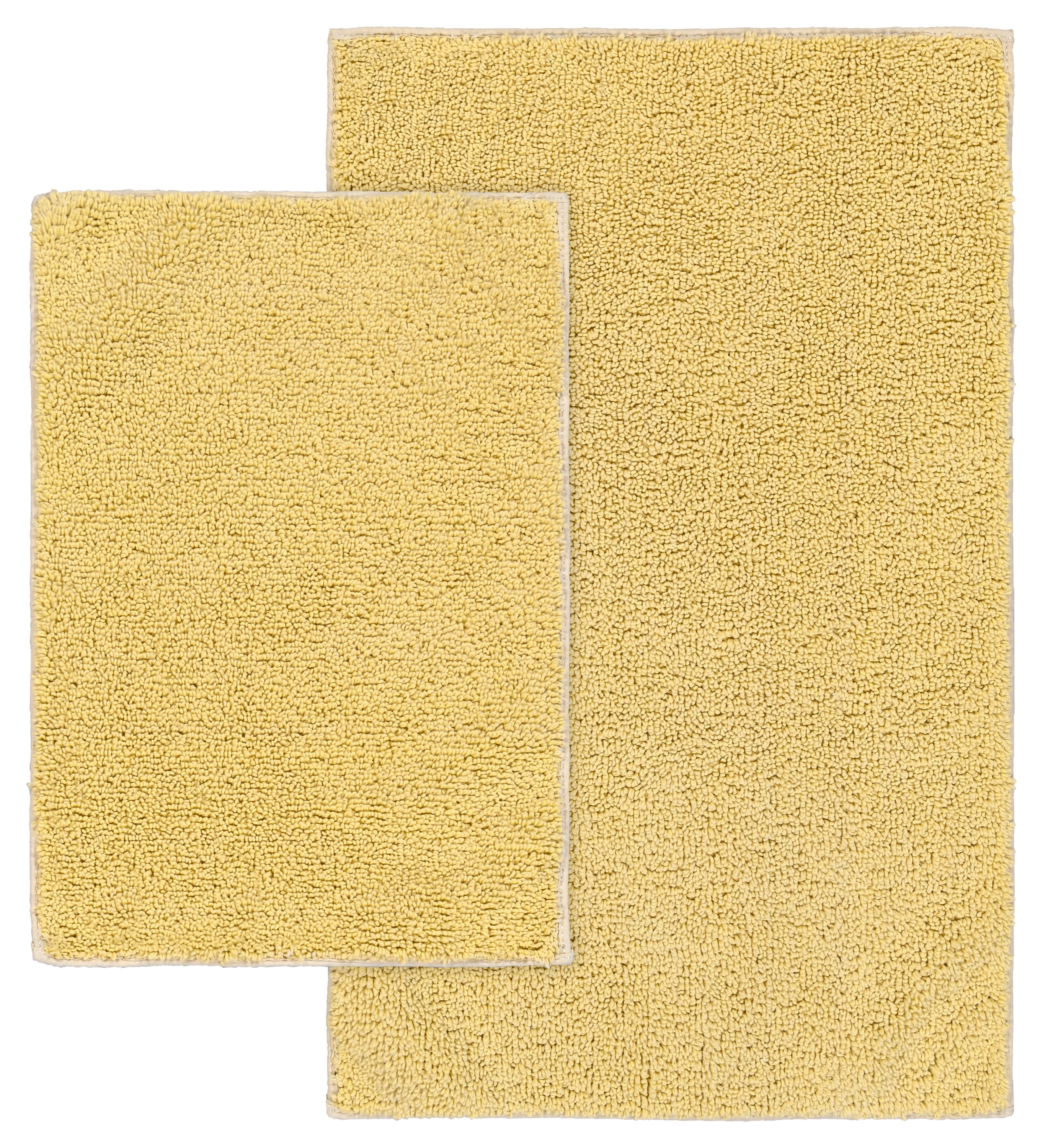 Garland Rug Classic Cotton Washable Bath Rug Set, 2 Piece Set (17"x24" Bath Rug, & 21"x34" Bath Rug) Soft Yellow