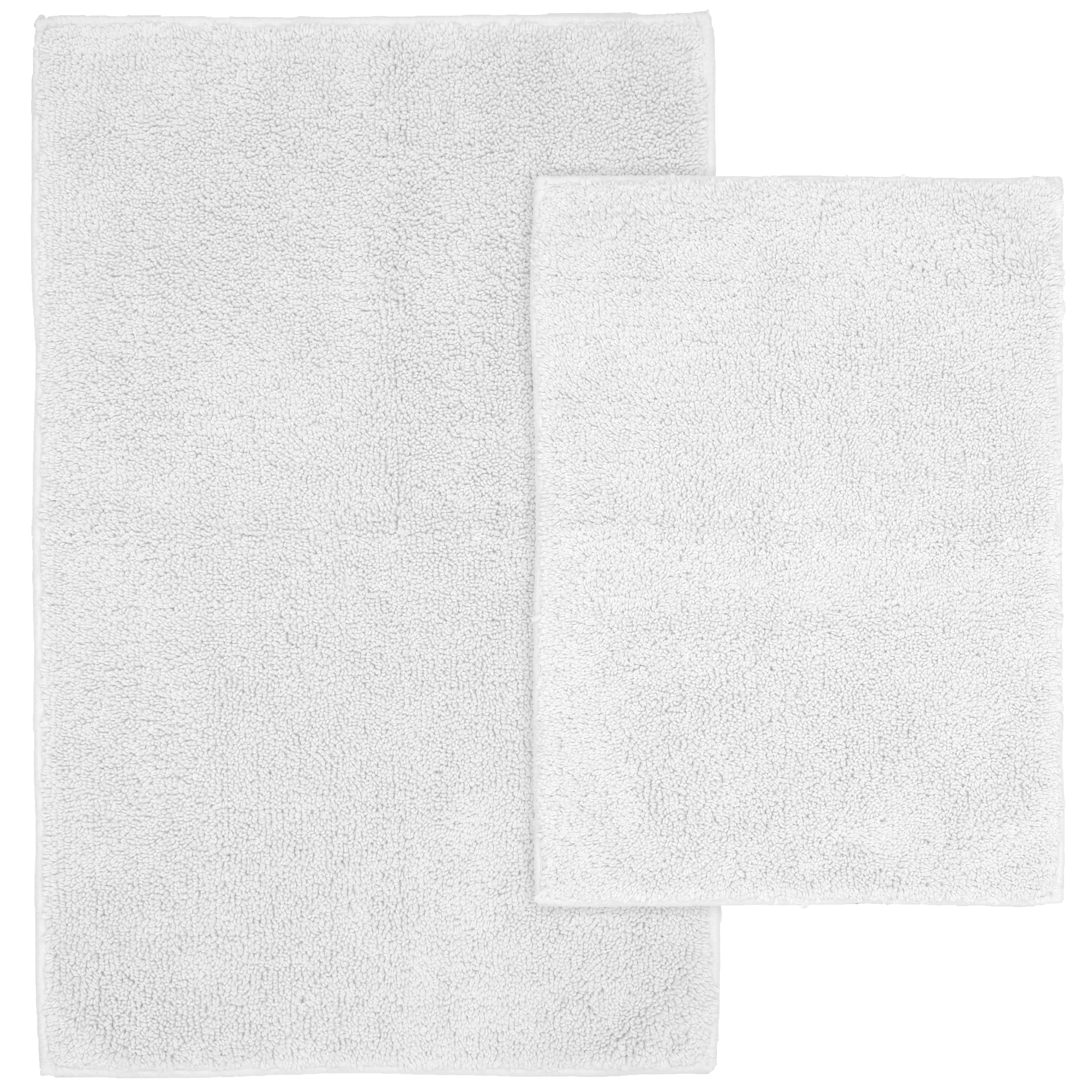 Garland Rug Classic Cotton Washable Bath Rug Set, 2 Piece Set (17"x24" Bath Rug, & 21"x34" Bath Rug) White