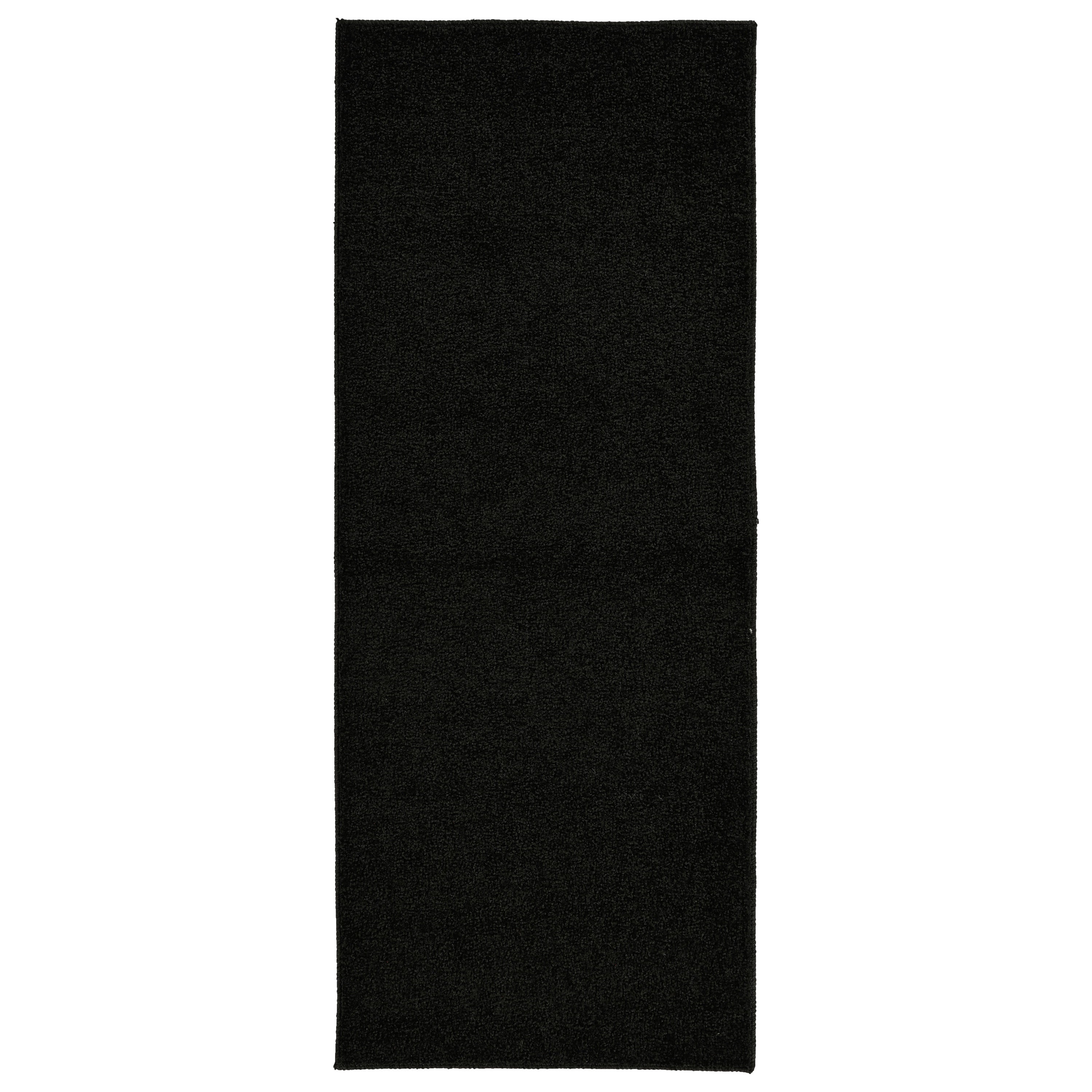 Garland Rug Clayton Plush Black Basic Utility Indoor Runner Rug, 2' x 5'