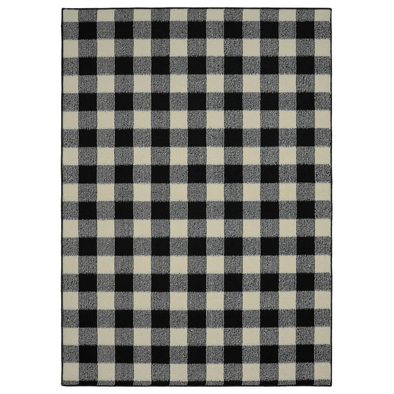 Garland Rug Country Living Buffalo Plaid 7 ft. x 10 ft. Area Rug Black/Ivory