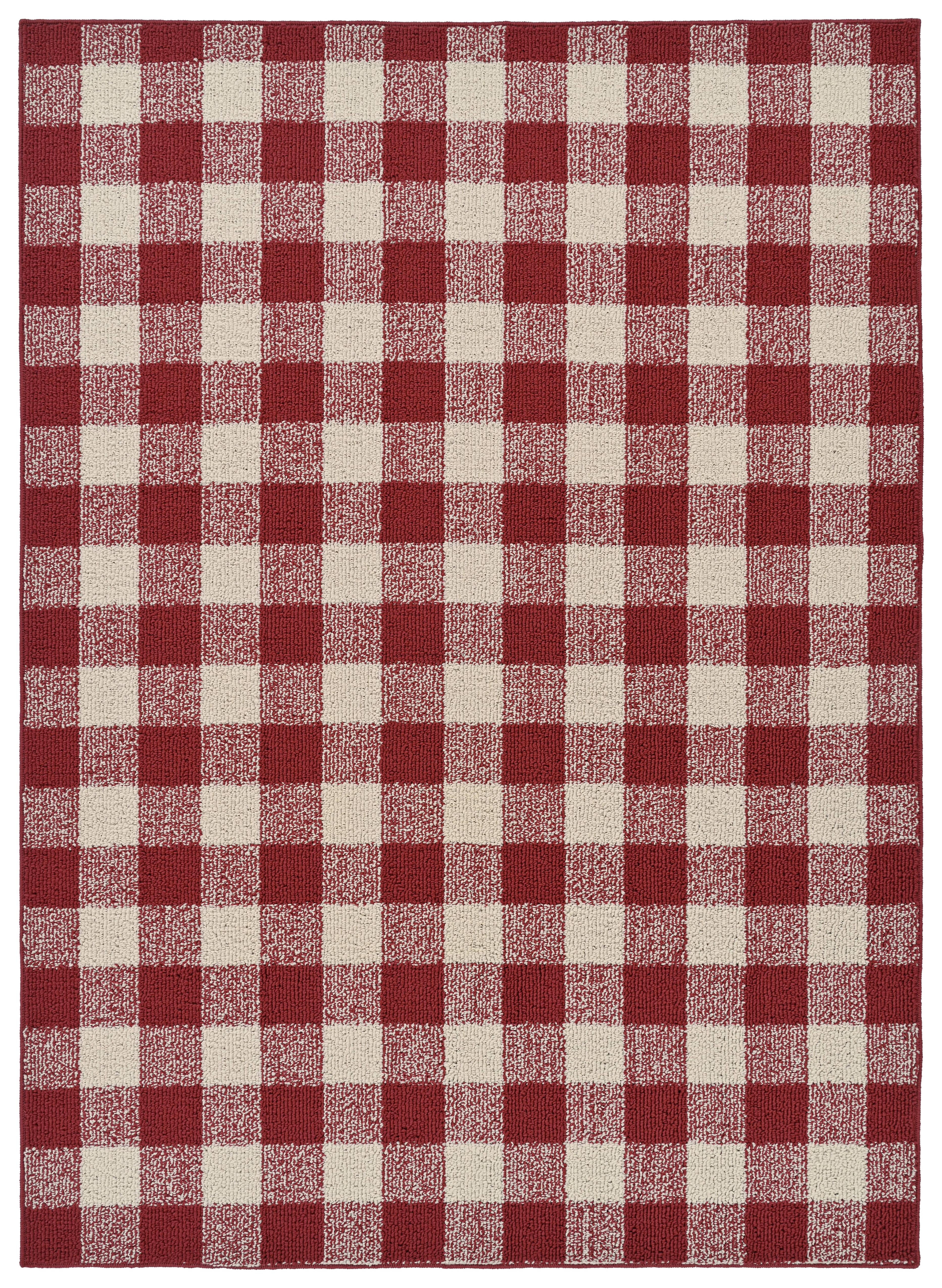 Garland Rug Country Living Buffalo Plaid Polypropylene Chili/Ivory Indoor/Outdoor Area Rug, 7' x 10'