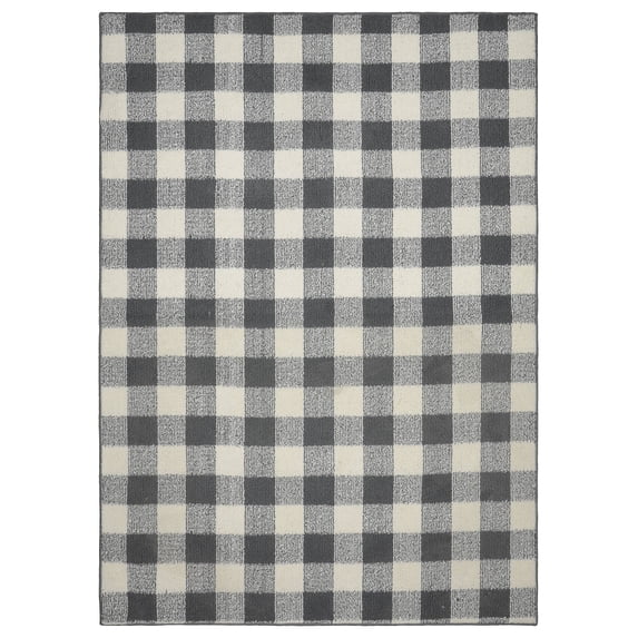 Garland Rug Country Living Buffalo Plaid Polypropylene Cinder/Ivory Indoor/Outdoor Area Rug, 5' x 7'