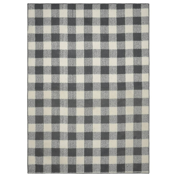Garland Rug Country Living Buffalo Plaid Polypropylene Cinder/Ivory Indoor/Outdoor Area Rug, 5' x 7'