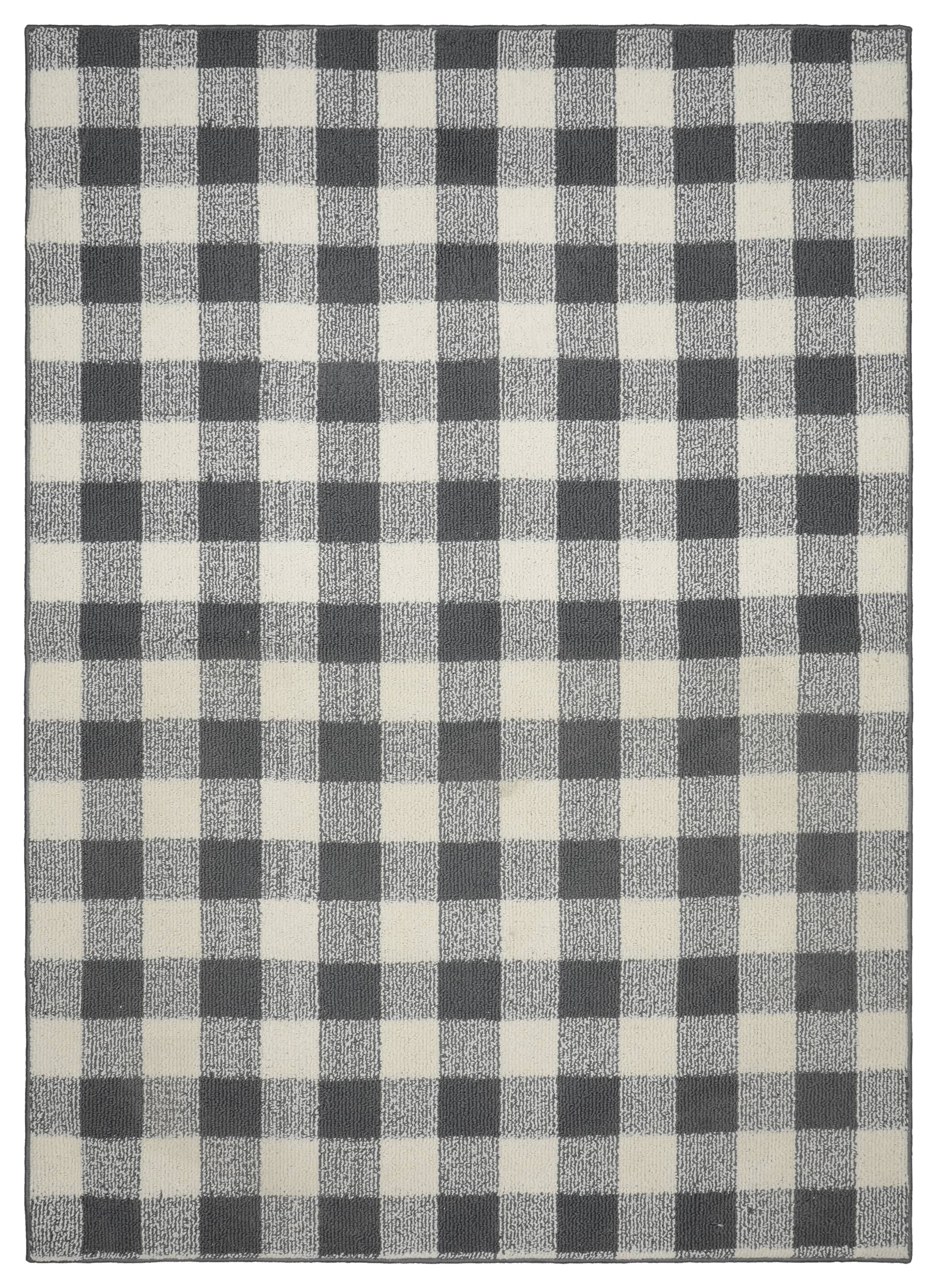 Garland Rug Country Living Buffalo Plaid Polypropylene Cinder/Ivory Indoor/Outdoor Area Rug, 7' x 10'