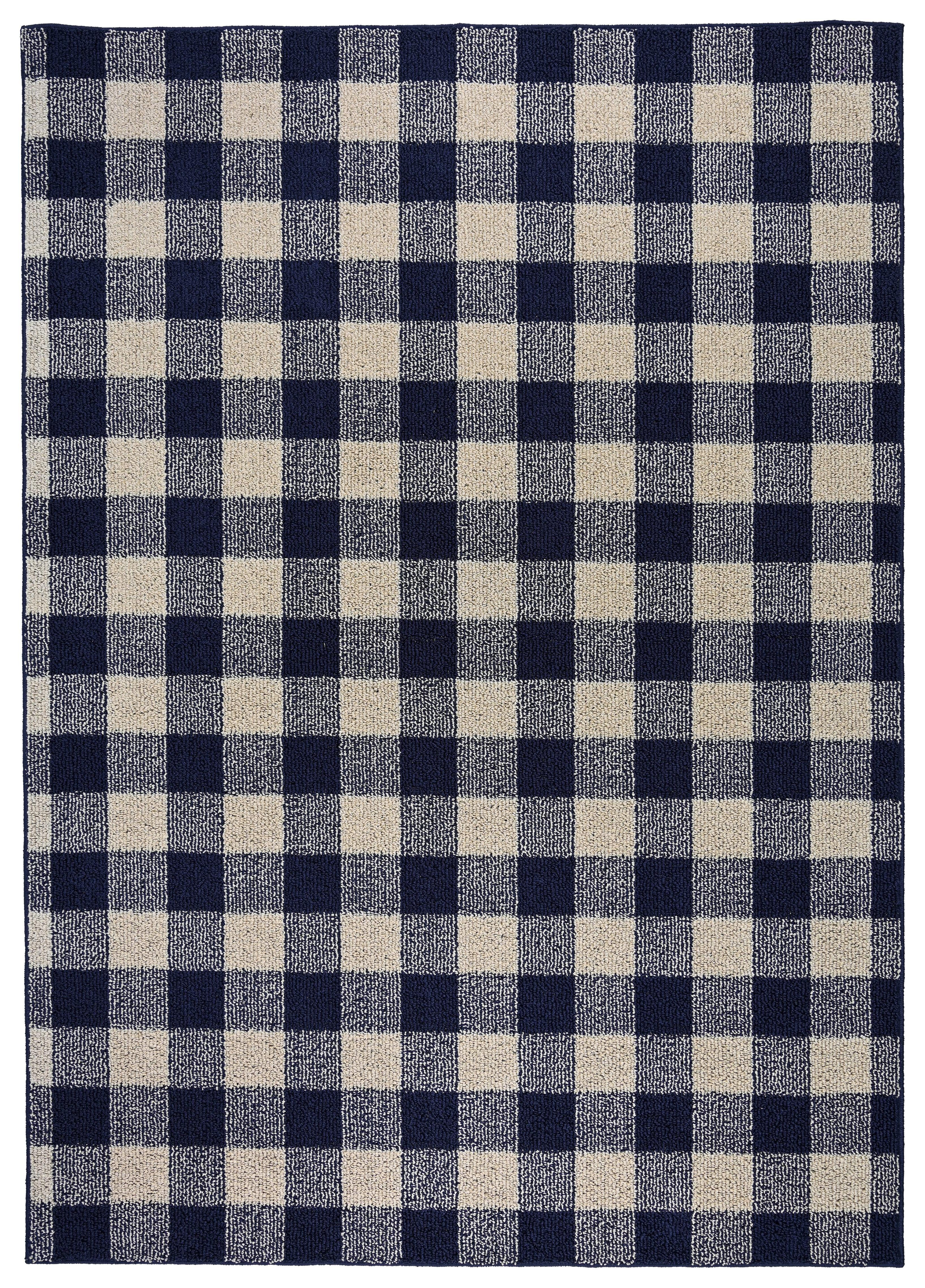 Garland Rug Country Living Buffalo Plaid Polypropylene Navy/Ivory Indoor/Outdoor Area Rug, 5' x 7'