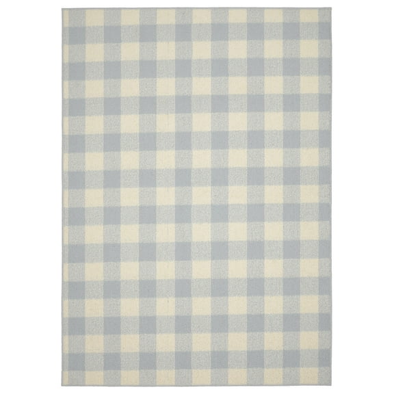 Garland Rug Country Living Buffalo Plaid 5 ft. x 7 ft. Area Rug Soft Silver/Ivory