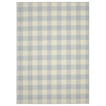 Garland Rug Country Living Buffalo Plaid Polypropylene Soft Silver/Ivory Indoor Area Rug, 7' x 10'