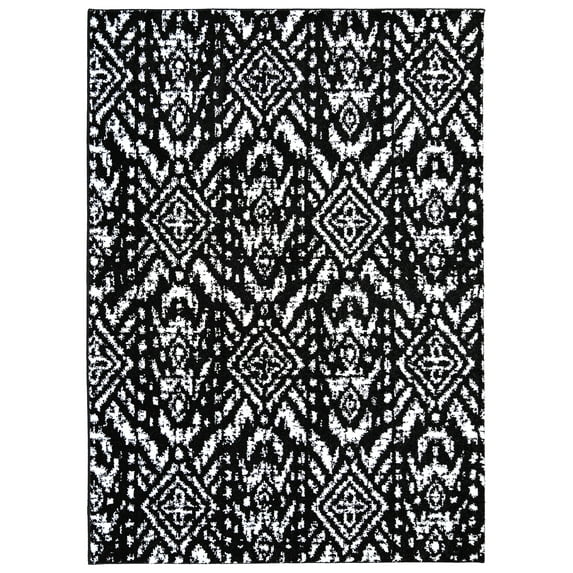 Garland Rug Denali Polypropylene Black/White Indoor Area Rug, 7' x 10'