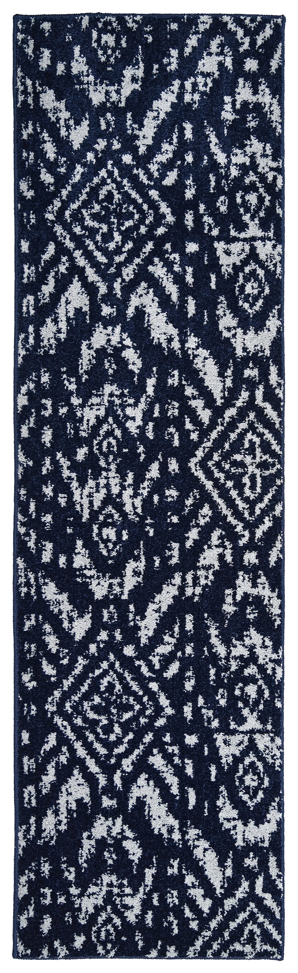 Garland Rug Denali Polypropylene Navy/Silver Indoor Runner Rug, 2' x 7'