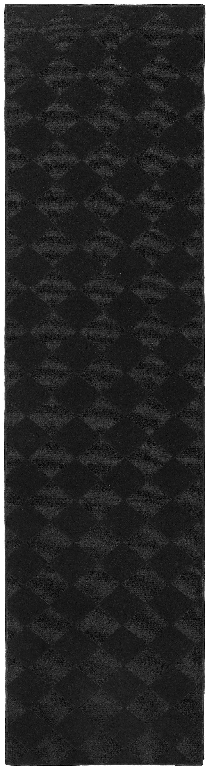 Garland Rug Diamond Polypropylene Black Indoor Runner Rug, 3' x 12'