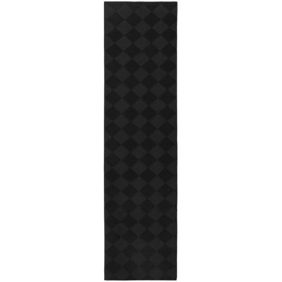 Garland Rug Diamond Polypropylene Black Indoor Runner Rug, 3' x 8'