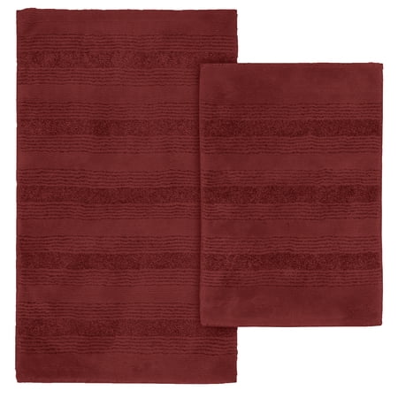 Garland Rug Essence Washable Nylon Bath Rug Set, 2 Piece Set (17"x24" Bath Rug, & 21"x34" Bath Rug) Chili Red
