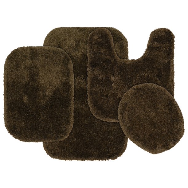 Garland Rug Finest Luxury 4 Piece Ultra Plush Washable Bath Rug Set Chocolate