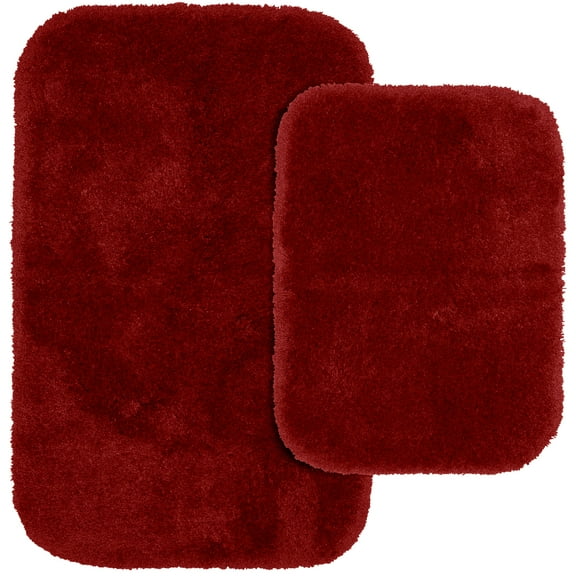 Garland Rug Finest Luxury Washable Bath Rug Set, 2 Piece Set (17"x24" Bath Rug, & 21"x34" Bath Rug) Chili Red