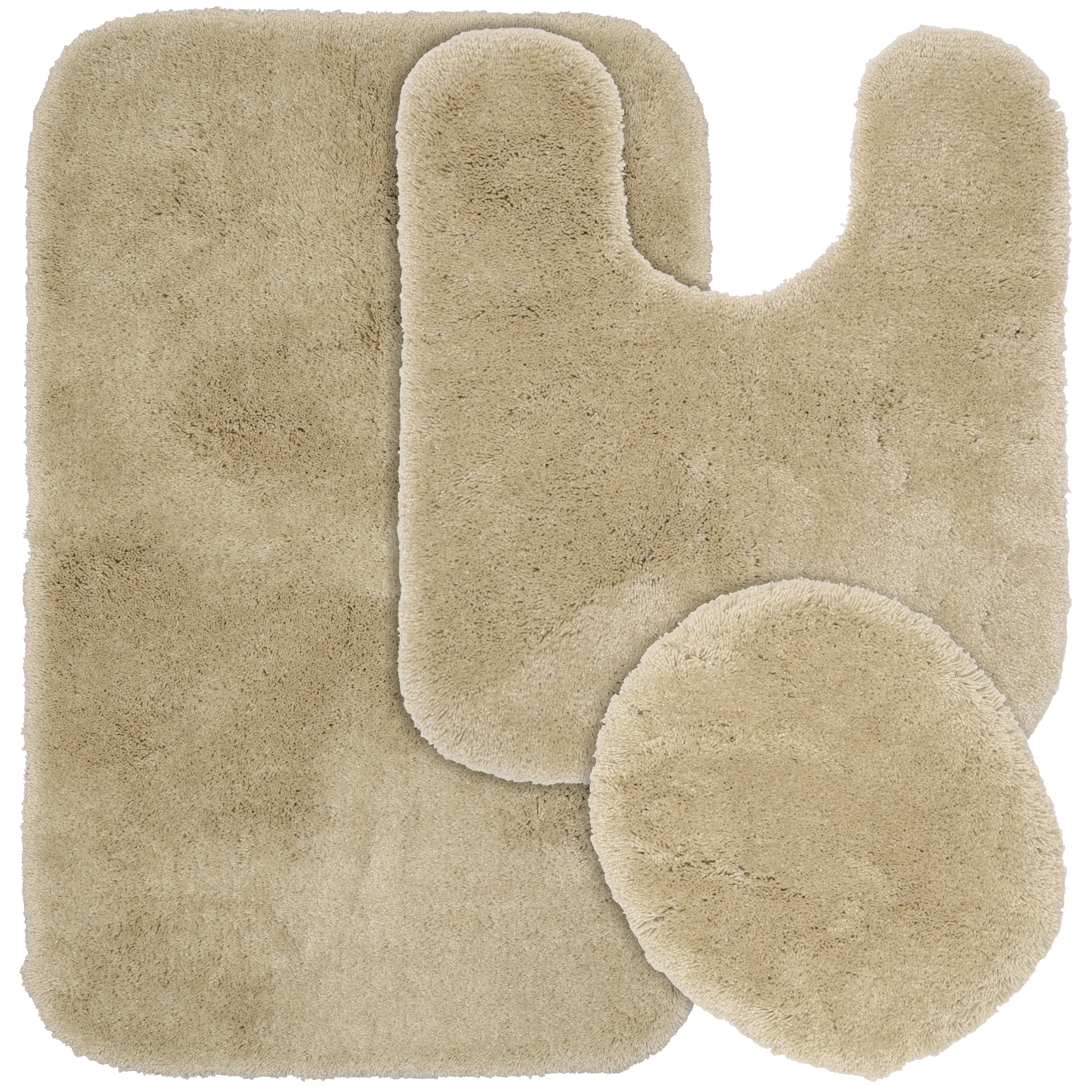 Linen Ultra Plush Washable Nylon 3-Piece Bathroom Rug Set