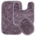 thumbnail image 1 of Garland Rug Finest Luxury Washable Bath Set, 3 Piece Set (21"x34" Bath Rug, Contour Rug, & Toilet Lid) Purple, 1 of 5