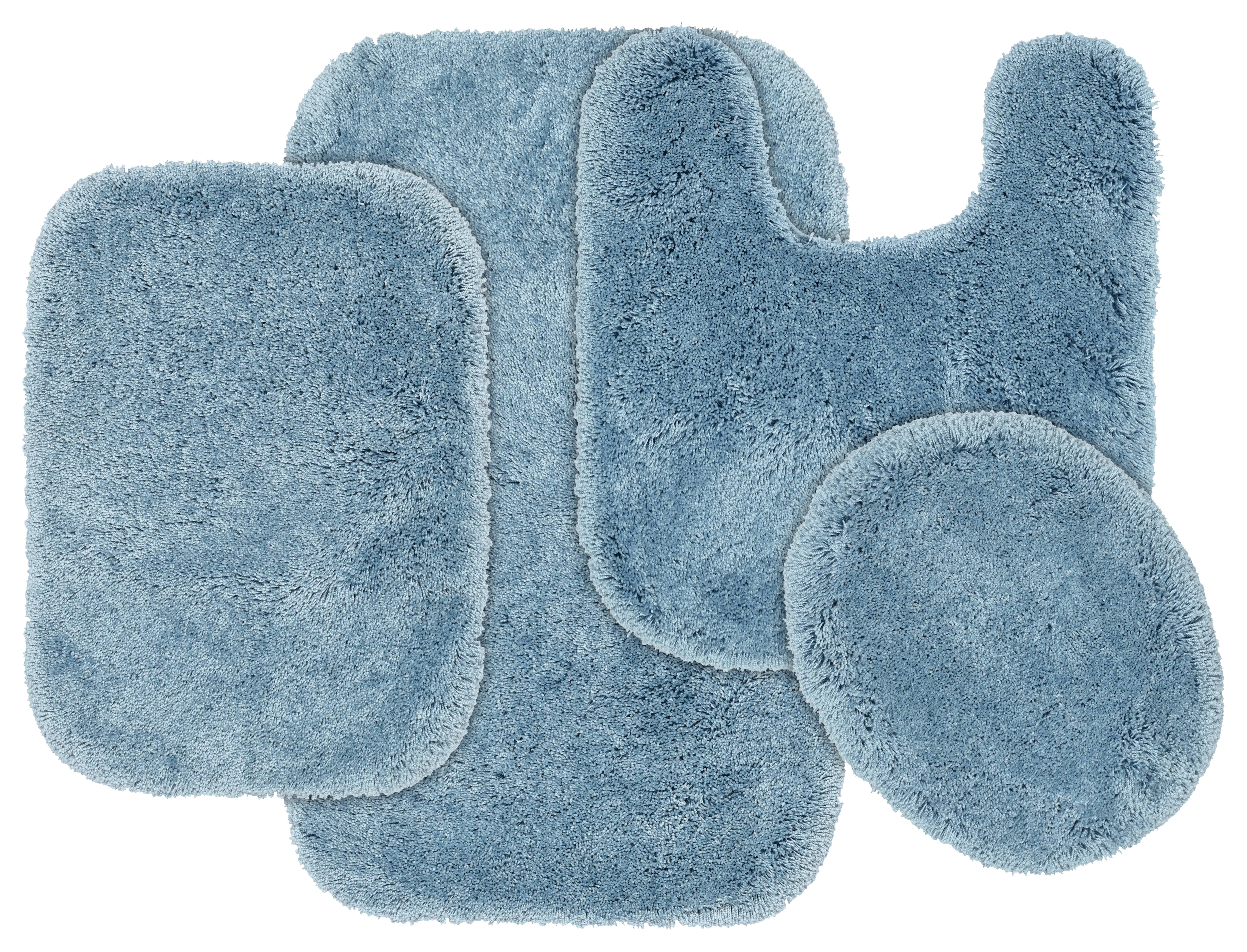 Garland Rug Finest Luxury Washable Bath Set, 4 Piece Set (2 Bath Rugs, Contour, & Lid) Basin Blue