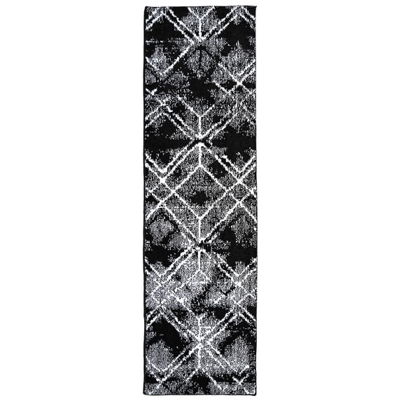 Garland Rug Finley Polypropylene Black/White Indoor Runner Rug, 2' x 7'