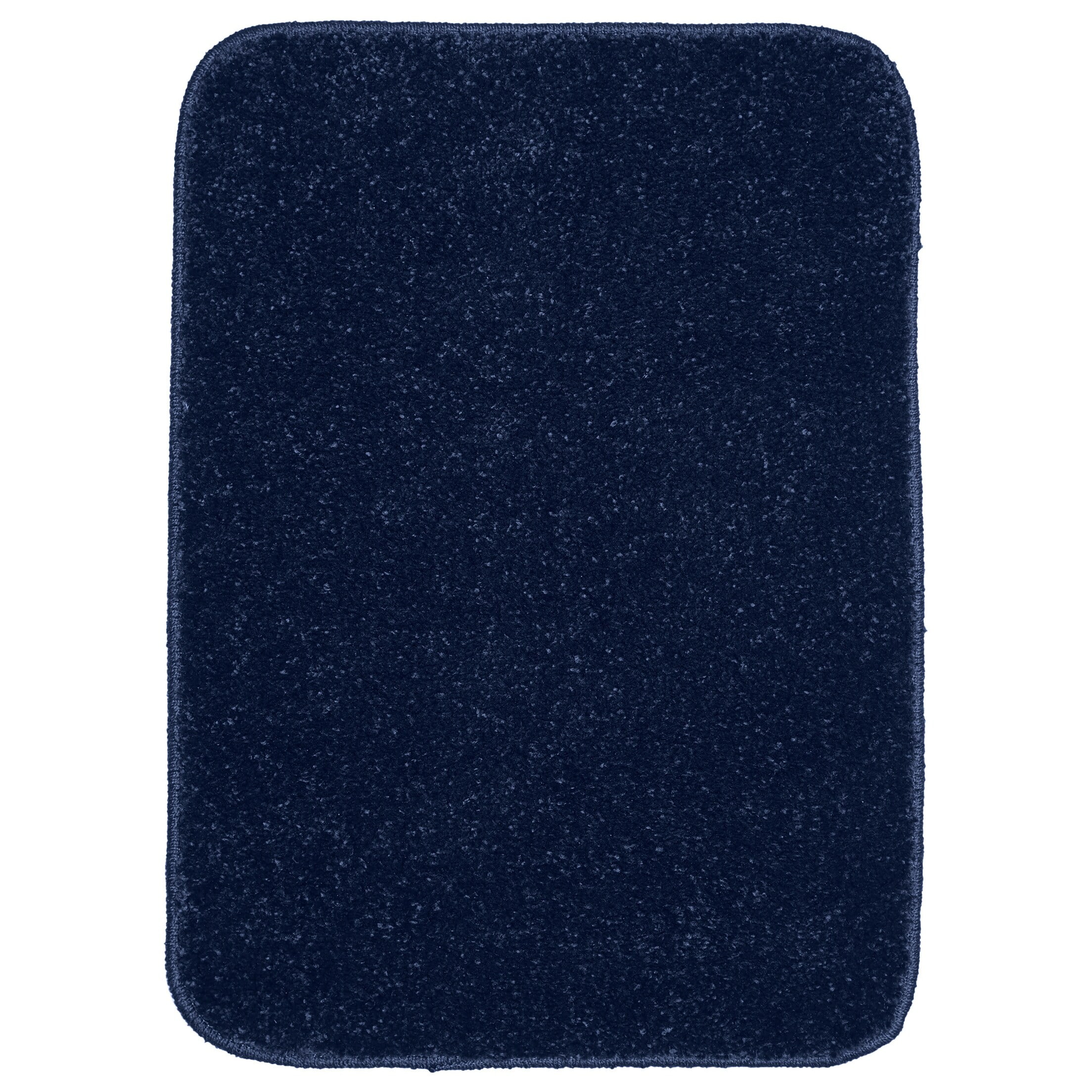 Navy 17"x24" Polypropylene Washable Bath Rug with Non-Slip Backing
