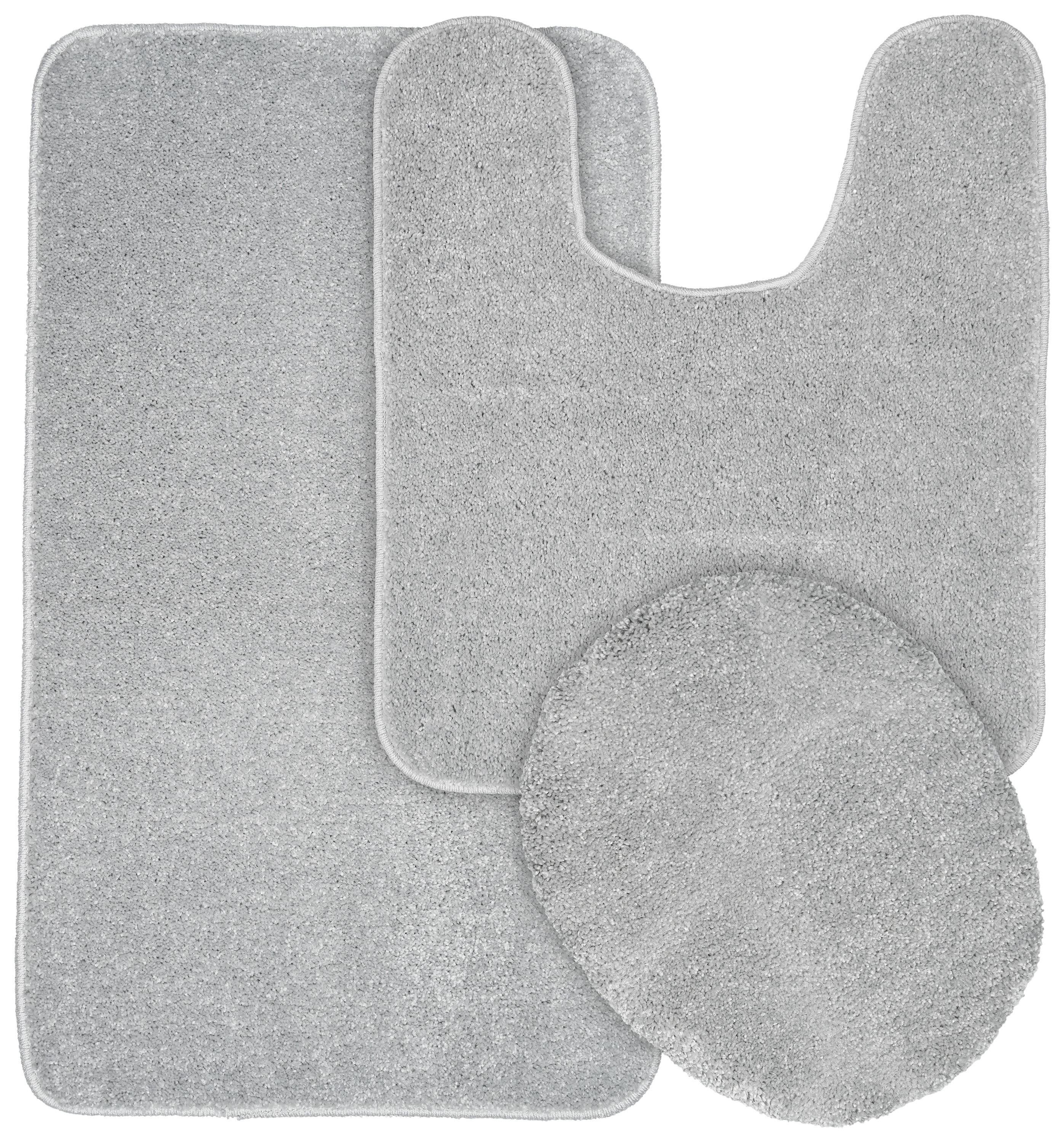 Gramercy Silver 3-Piece Washable Polypropylene Bathroom Rug Set
