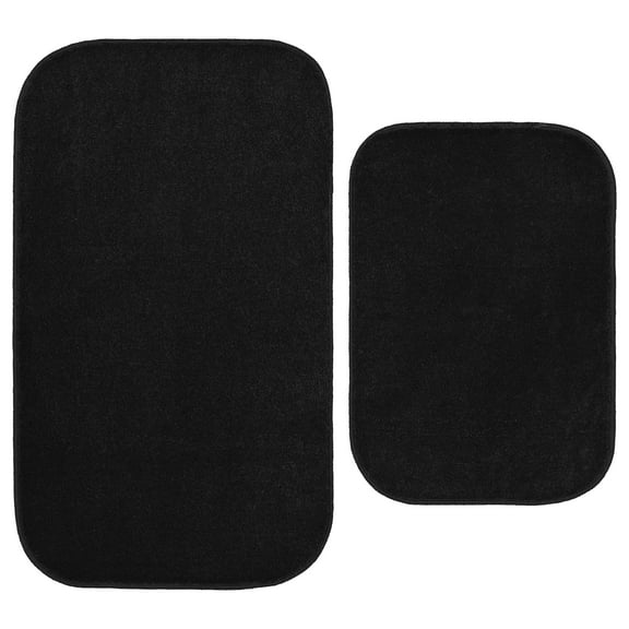 Garland Rug Gramercy Washable Bath Rug Set, 2 Piece (20"x34" & 17"x24") Black