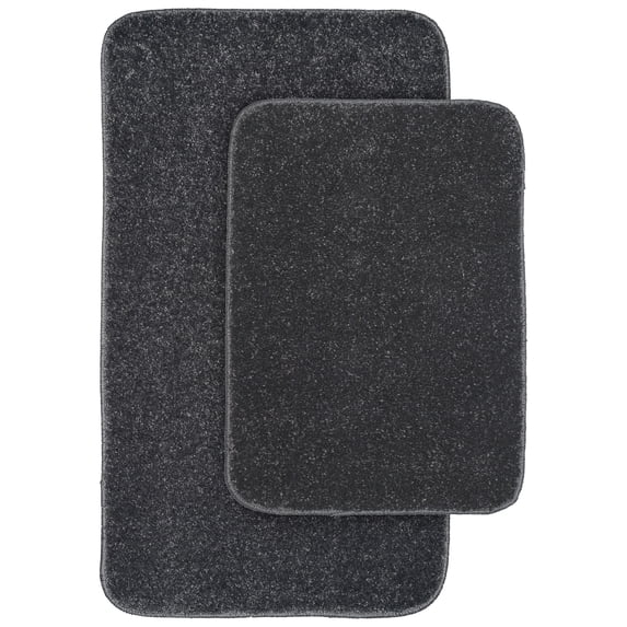 Garland Rug Gramercy Washable Bath Rug Set, 2 Piece (20"x34" & 17"x24") Cinder Gray