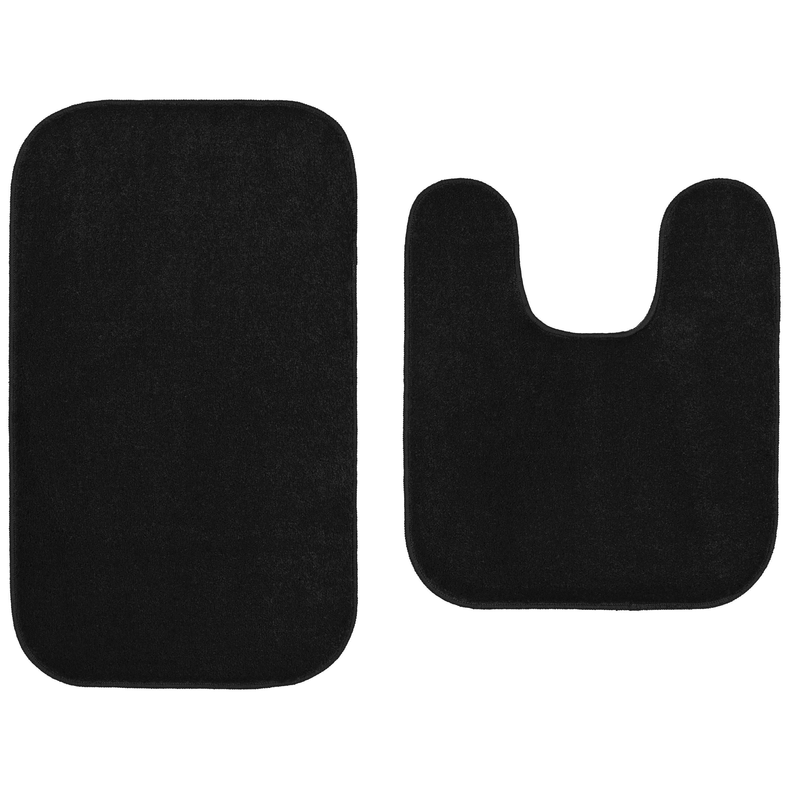 Garland Rug Gramercy Washable Bath Rug Set, 2-Piece (20"x34" & Contour Rug) Black