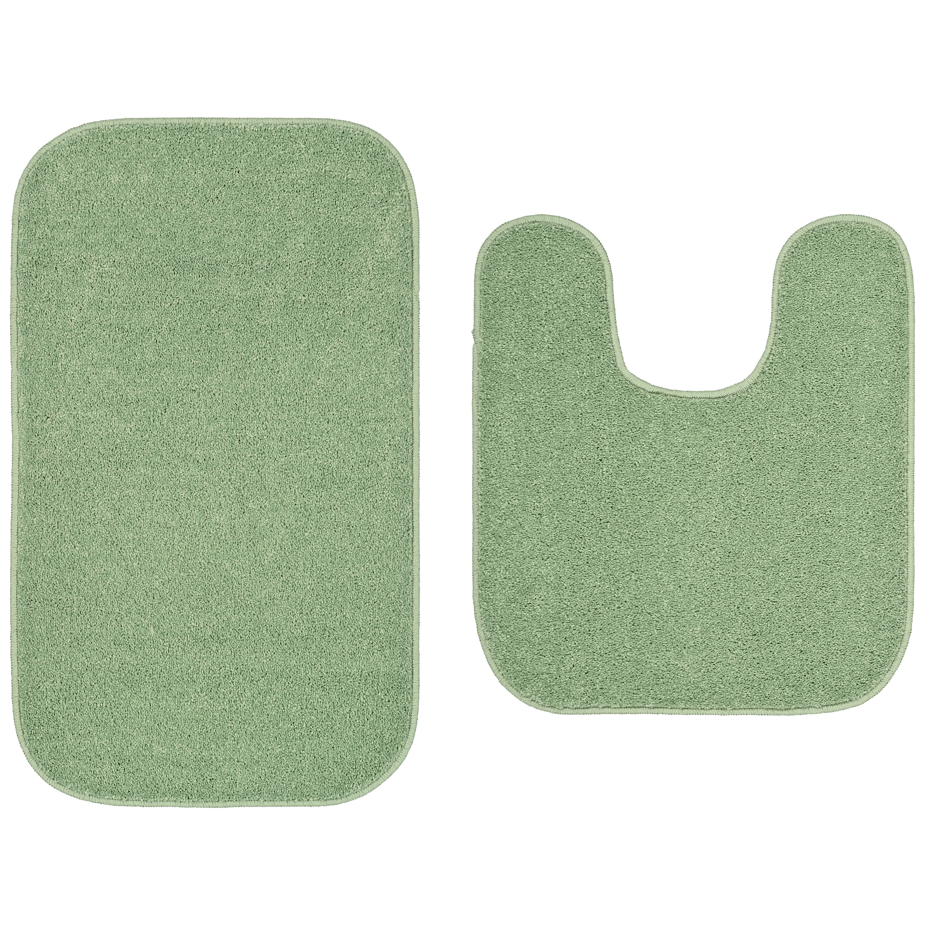 Deep Fern Green Polypropylene 2-Piece Bathroom Rug Set