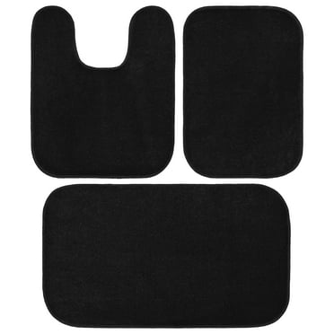 Garland Rug Gramercy Washable Bath Rug Set, 3-Piece (2 Bath Rugs, & Contour Rug) Black