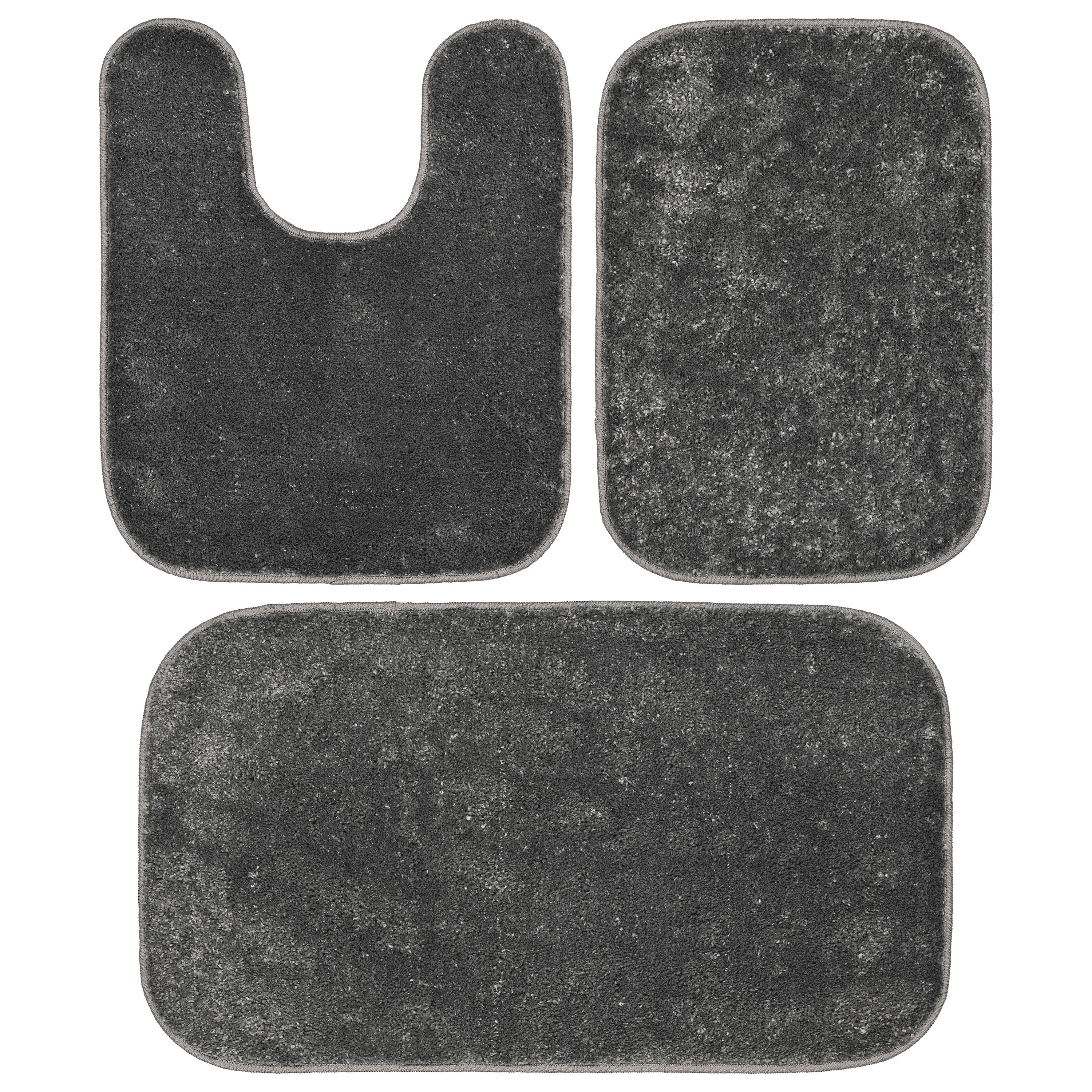Garland Gramercy Cinder Gray 3-Piece Washable Bathroom Rug Set