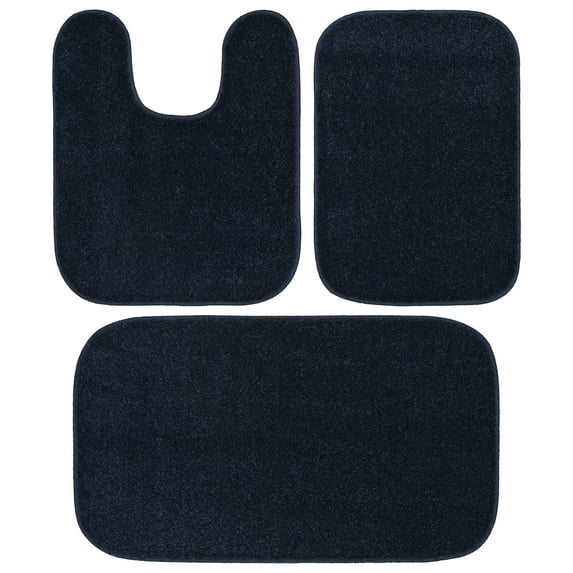 Garland Rug Gramercy Washable Bath Rug Set, 3-Piece (2 Bath Rugs, & Contour Rug) Navy