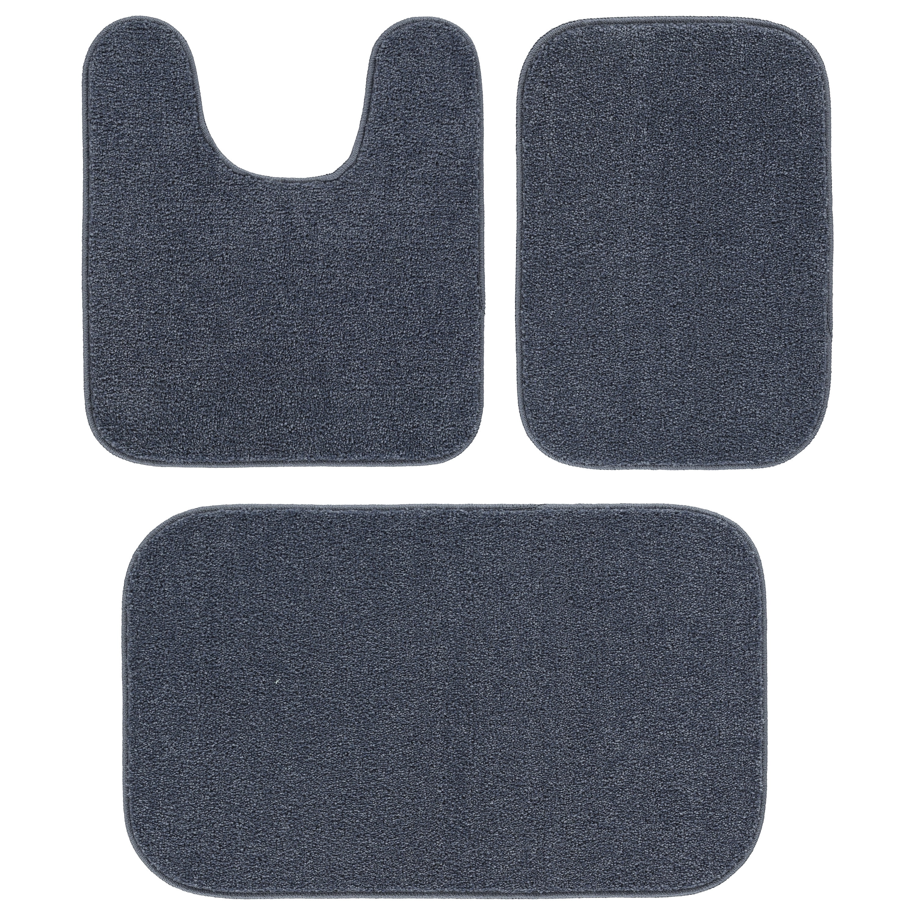 Garland Rug Gramercy Washable Bath Rug Set, 3-Piece (2 Bath Rugs, & Contour Rug) Slate Blue