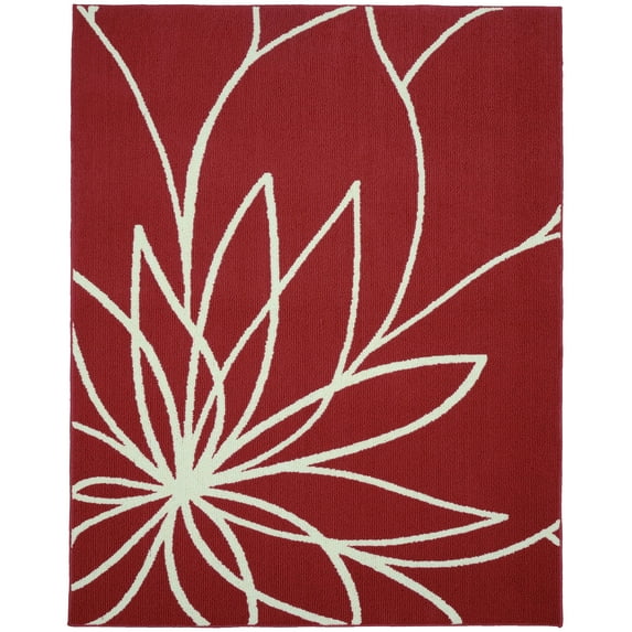 Garland Rug Grand Floral 8 ft. x 10 ft. Large Area Rug Santa Fe Coral/Ivory