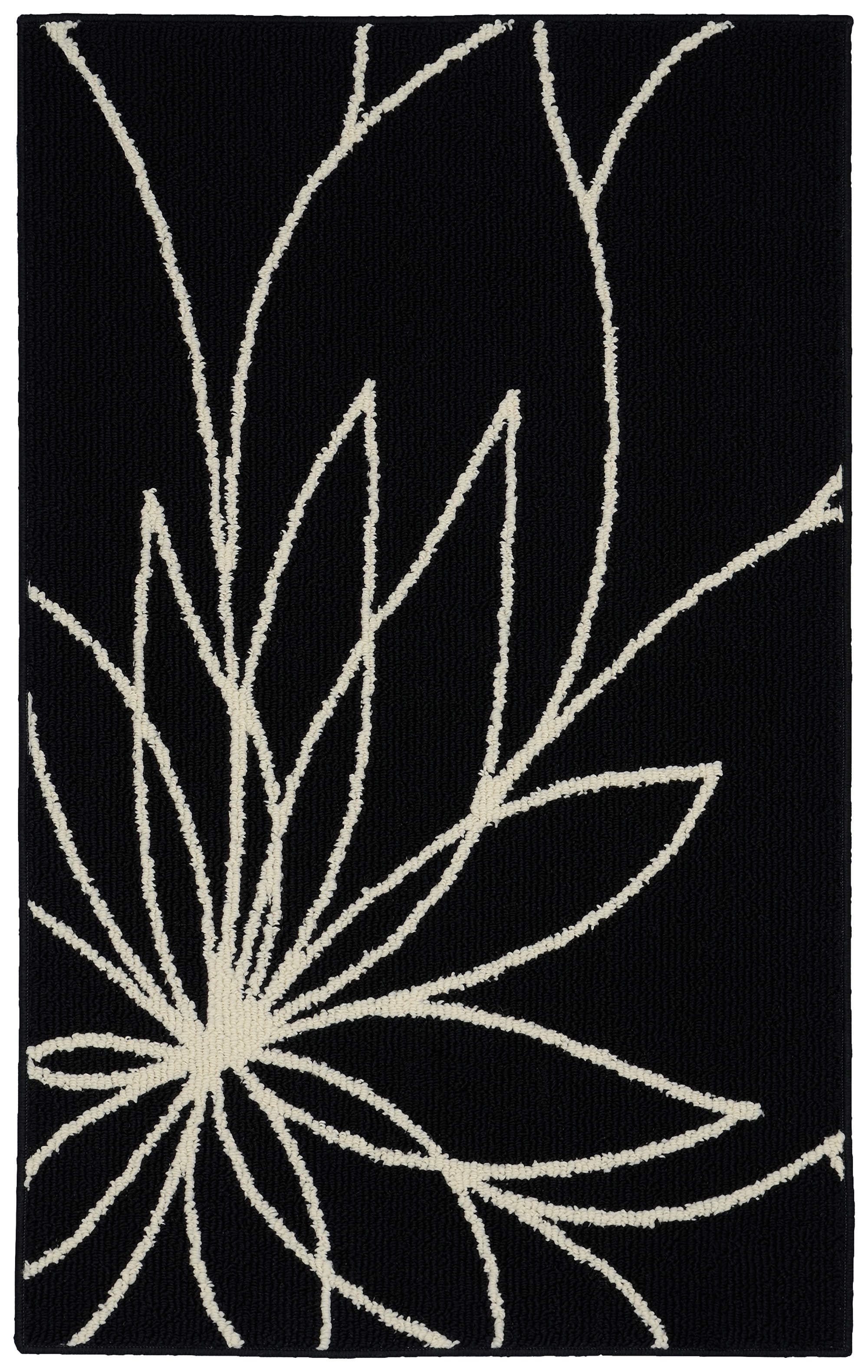 Modern Twist Black Floral Tufted Area Rug, 5' x 7', Easy Care