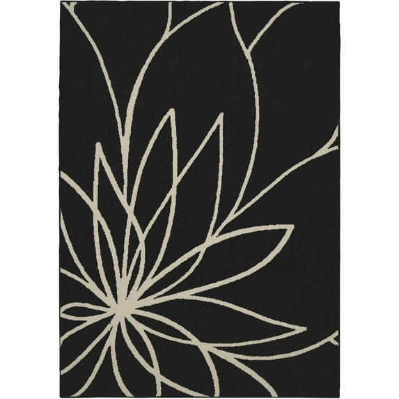 Garland Rug Grand Floral Black/Ivory Indoor Area Rug, 5' x 7'