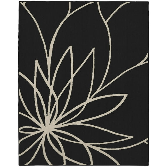 Garland Rug Grand Floral Black/Ivory Indoor Area Rug, 8' x 10'