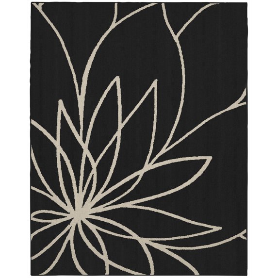 Garland Rug Grand Floral Black/Ivory Indoor Area Rug, 8' x 10'