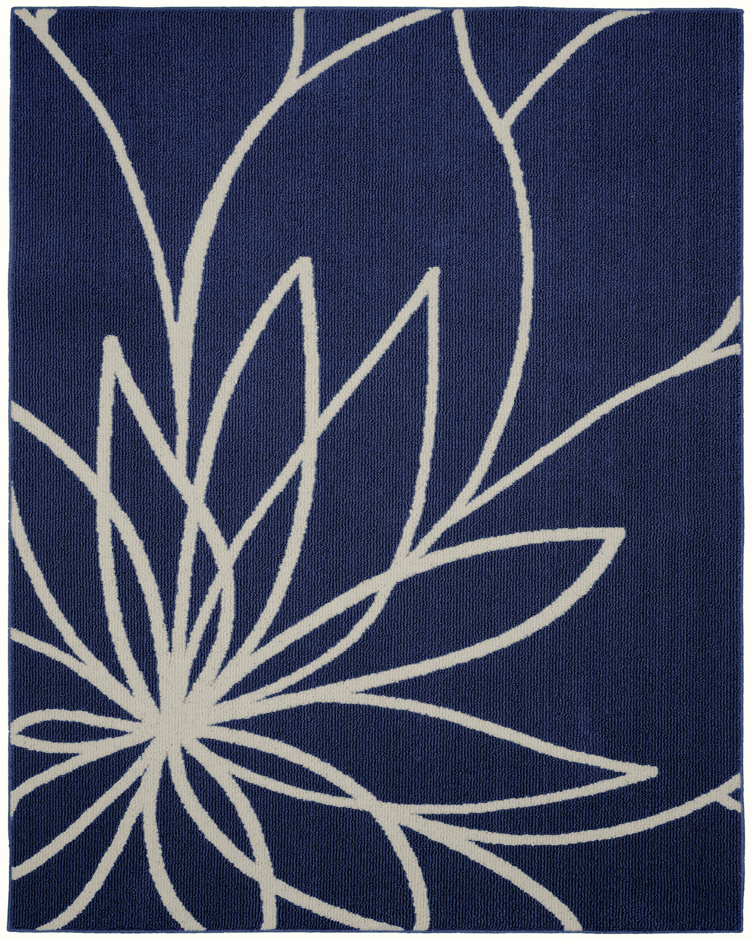 Garland Rug Grand Floral Indigo/Ivory Indoor Area Rug, 8' x 10'