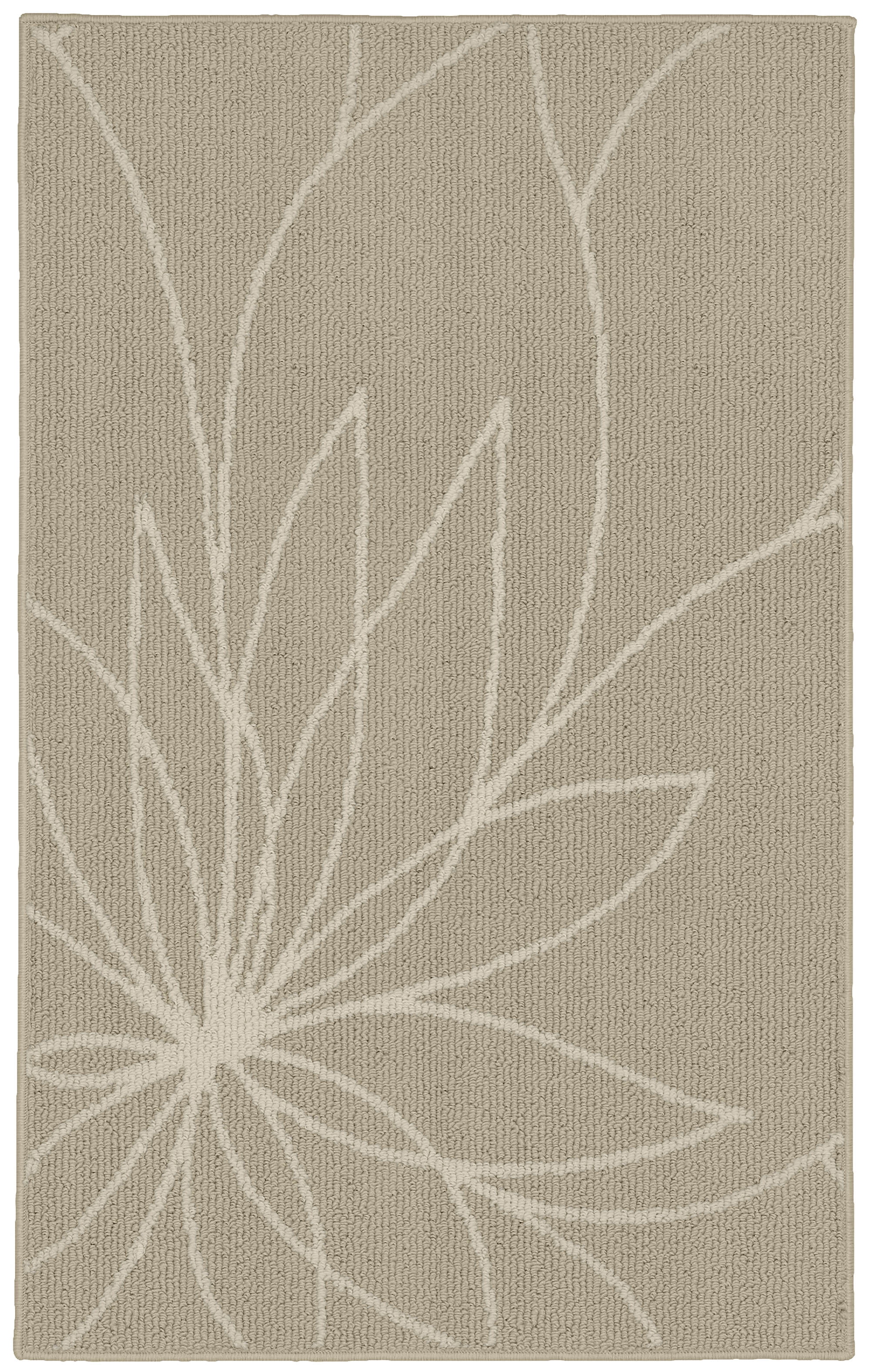 Grand Floral Tan/Ivory Tufted Polypropylene Rectangular Area Rug