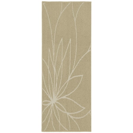 Garland Rug Grand Floral Tan/Ivory Indoor Runner Rug, 2' x 5'