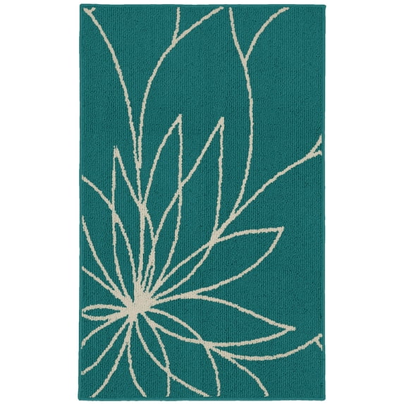 Garland Rug Grand Floral Teal/Ivory Indoor Accent Rug, 30" x 46"
